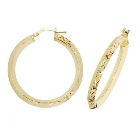 Boucles d'oreilles créoles ovales en or jaune 9 carats ER1018