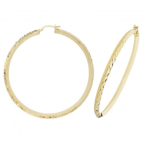 Boucles d'oreilles créoles ovales en or jaune 9 carats ER1018