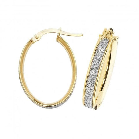 Boucles d'oreilles créoles ovales en or 9 carats ER1023-V3