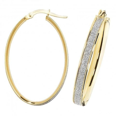 Boucles d'oreilles créoles ovales en or jaune 9 carats ER1023-V4