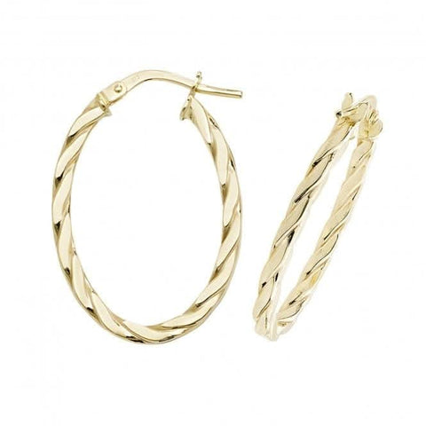 Boucles d'oreilles créoles ovales en or jaune 9 carats ER1041-V3