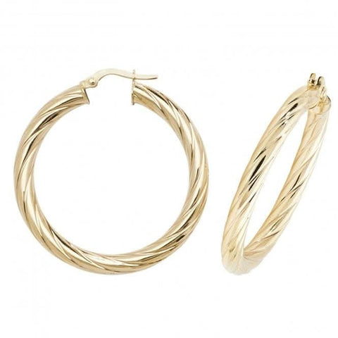 Boucles d'oreilles créoles ovales en or jaune 9 carats ER1059