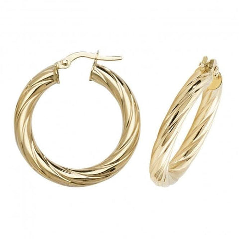 Boucles d'oreilles créoles ovales en or jaune 9 carats ER1059