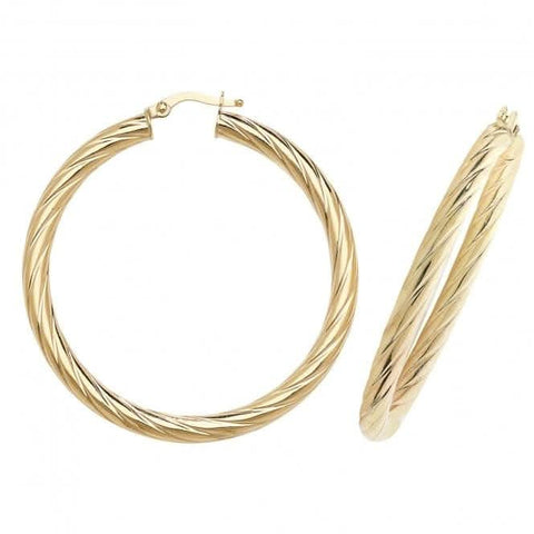 Boucles d'oreilles créoles ovales en or jaune 9 carats ER1059