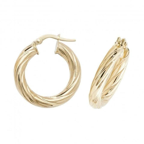 Boucles d'oreilles créoles ovales en or jaune 9 carats ER1059