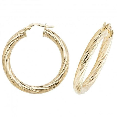 Boucles d'oreilles créoles ovales en or jaune 9 carats ER1059