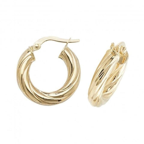 Boucles d'oreilles créoles ovales en or jaune 9 carats ER1059