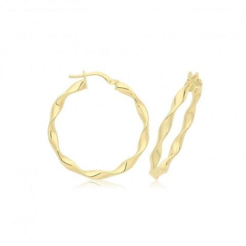 Boucles d'oreilles créoles ovales torsadées en or jaune 9 carats ER1211