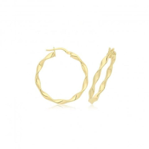 Boucles d'oreilles créoles ovales torsadées en or jaune 9 carats ER1211