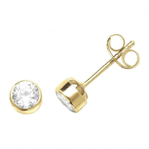 Ohrstecker aus 9-karätigem Gelbgold mit rundem Zirkonia ES231S