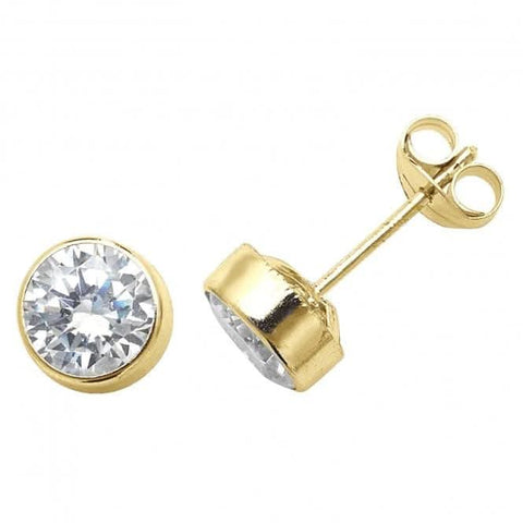 Ohrstecker aus 9-karätigem Gelbgold mit rundem Zirkonia ES233S