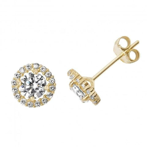 Ohrstecker aus 9-karätigem Gelbgold mit rundem Zirkonia ES519
