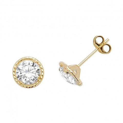 Ohrstecker aus 9-karätigem Gelbgold mit rundem Zirkonia ES578
