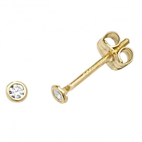 Ohrstecker aus 9-karätigem Gelbgold mit rundem Zirkonia ES586