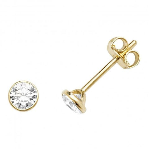 Ohrstecker aus 9-karätigem Gelbgold mit rundem Zirkonia ES588