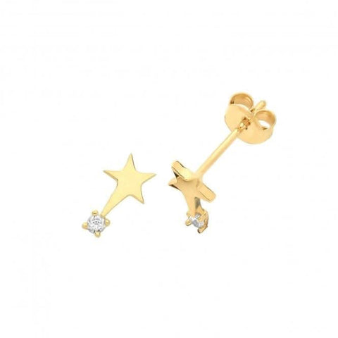 Ohrstecker aus 9-karätigem Gold mit Zirkonia-Steinen und Sternschnuppenmotiv ES1644