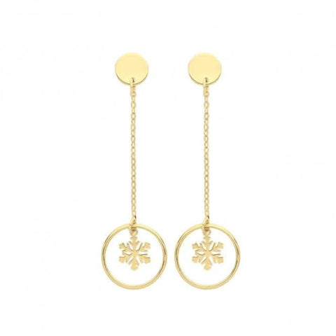 Boucles d'oreilles flocon de neige en or jaune 9 carats ER1154