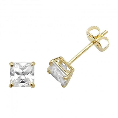 Quadratische Zirkonia-Ohrstecker aus 9-karätigem Gelbgold ES467