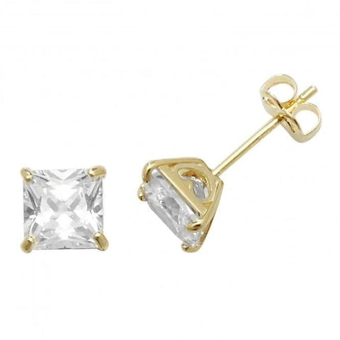 Quadratische Zirkonia-Ohrstecker aus 9-karätigem Gelbgold ES468