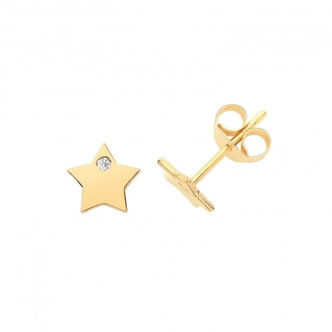 9-karätige Gelbgold-Ohrstecker mit Stern und einzelnem Zirkonia ES630
