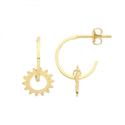 Boucles d'oreilles demi-créoles soleil en or jaune 9 carats ER1164