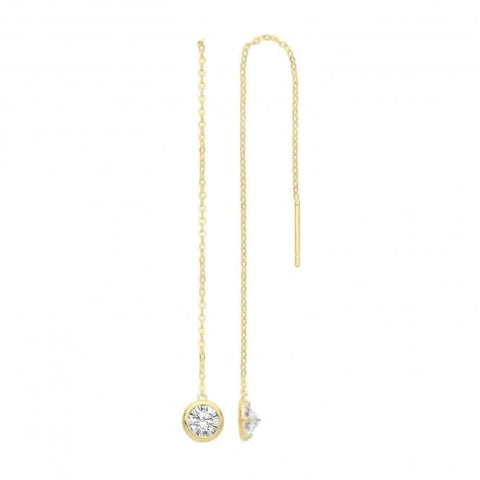 Boucles d'oreilles pendantes en or jaune 9 carats avec zirconiums, référence ER1156