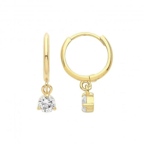 Ohrhänger aus 9-karätigem Gelbgold mit weißen Zirkonia-Akzenten ES1675