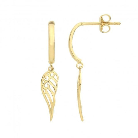 Boucles d'oreilles pendantes ailes d'ange en or 9 carats ER1158
