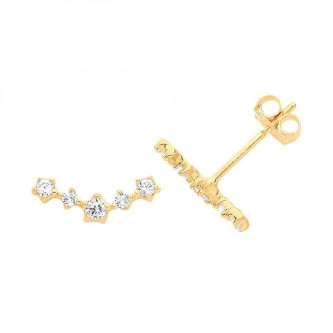 Konstellations-Ohrstecker aus 9-karätigem Gelbgold mit Zirkonia ES1613