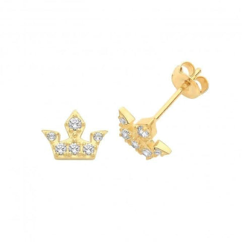 9-karätige Gold-Zirkonia-Kronen-Ohrstecker ES1628