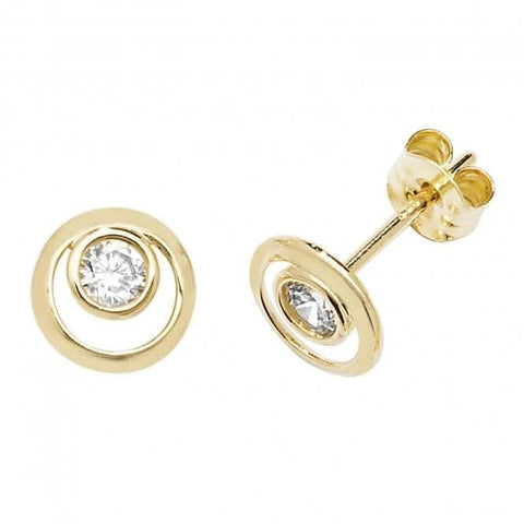 Doppelkreis-Ohrstecker aus 9-karätigem Gelbgold mit Zirkonia ES552