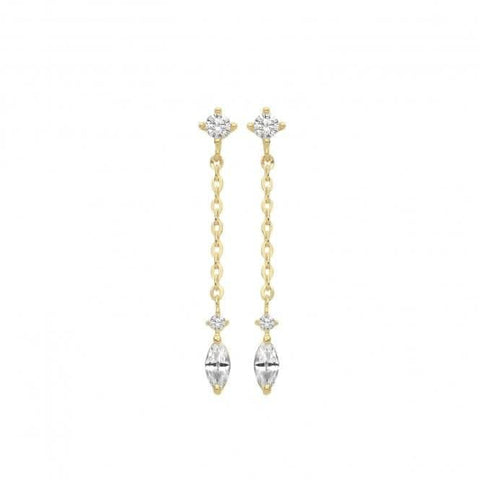 Boucles d'oreilles pendantes en or jaune 9 carats et zirconiums ER1163