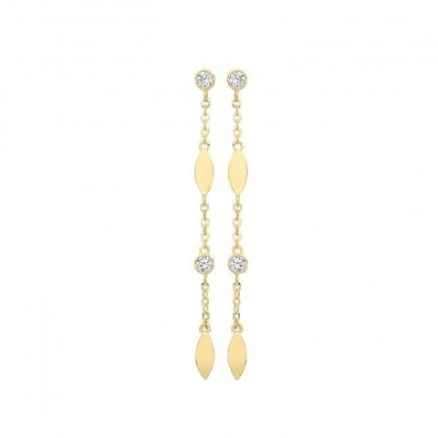 Boucles d'oreilles pendantes en or jaune 9 carats et zirconiums ER1166