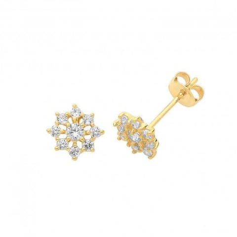 Ohrstecker in Blumenform aus 9-karätigem Gold mit Zirkonia ES1605