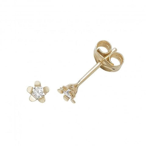 Ohrstecker in Blumenform aus 9-karätigem Gelbgold mit Zirkonia ES399