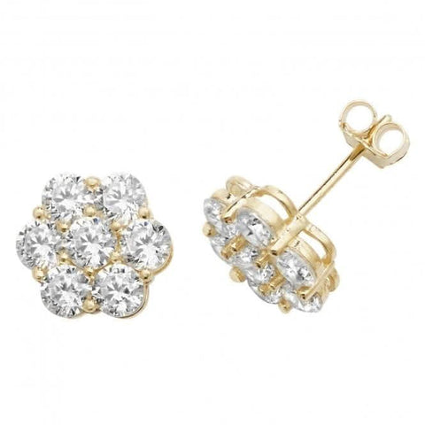 Ohrstecker aus 9-karätigem Gelbgold mit Zirkonia in Blumenform ES530