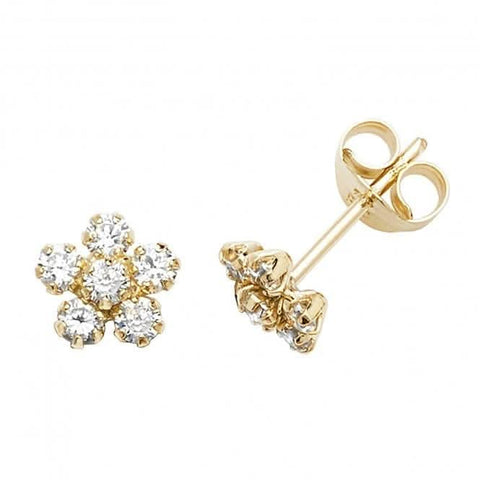 Ohrstecker aus 9-karätigem Gelbgold mit Zirkonia in Blumenform ES557