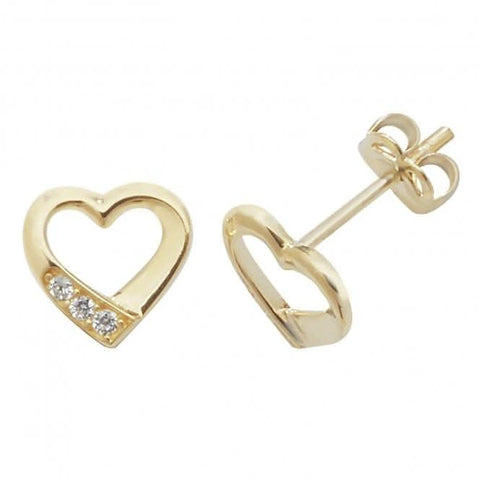 Herzohrstecker aus 9-karätigem Gelbgold mit Zirkonia ES432