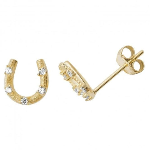 Hufeisen-Ohrstecker aus 9-karätigem Gelbgold mit Zirkonia ES506