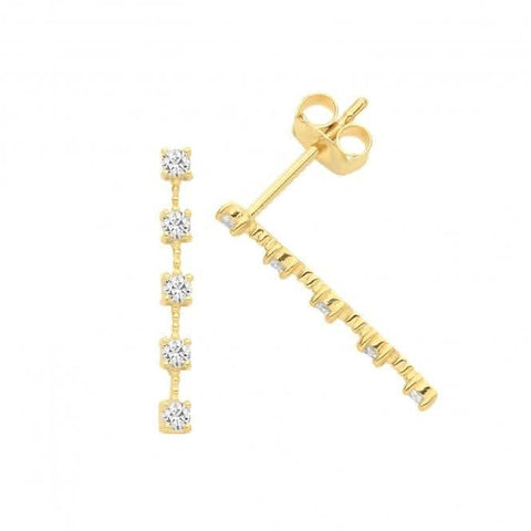 Lineare Ohrstecker aus 9-karätigem Gelbgold mit Zirkonia-Steinen ES1610