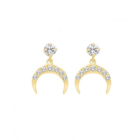 Boucles d'oreilles pendantes en or jaune 9 carats et zirconiums ES677