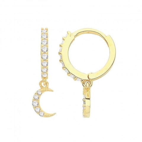 Mondtropfen-Ohrringe aus 9-karätigem Gelbgold mit Zirkonia-Akzenten ES1679
