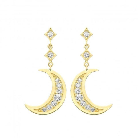 Boucles d'oreilles pendantes en or jaune 9 carats et zirconiums ER1183