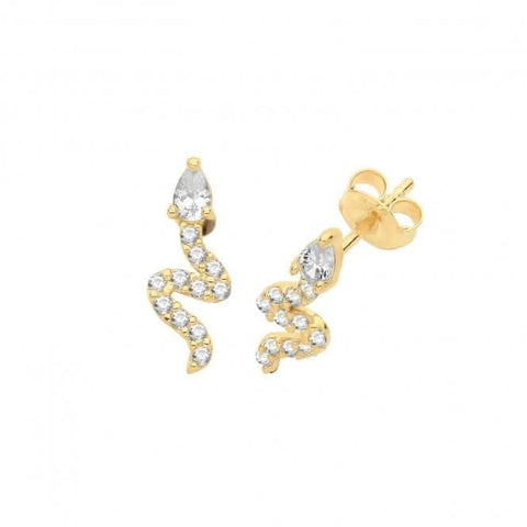 Schlangenohrstecker aus 9-karätigem Gelbgold mit Zirkonia-Details ES1609