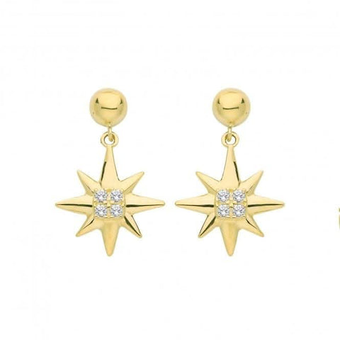 Sternohrringe aus 9-karätigem Gelbgold mit Zirkonia ES696