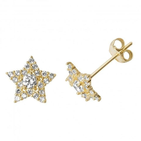 Sternohrstecker aus 9-karätigem Gelbgold mit Zirkonia ES496