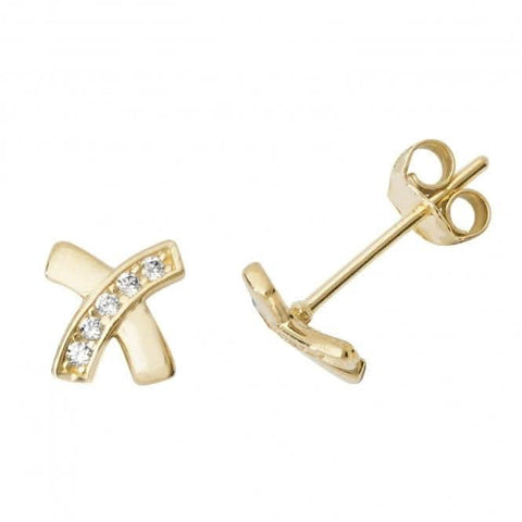 Ohrstecker aus 9-karätigem Gelbgold mit Zirkonia-Besatz (Modell ES504)