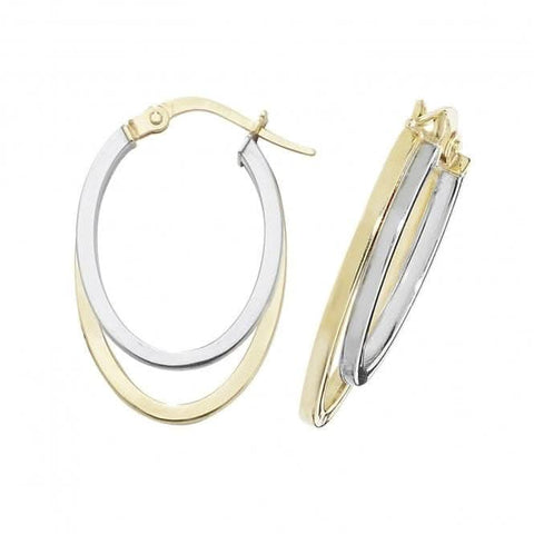 Boucles d'oreilles doubles créoles ovales en or 9 carats ER1013