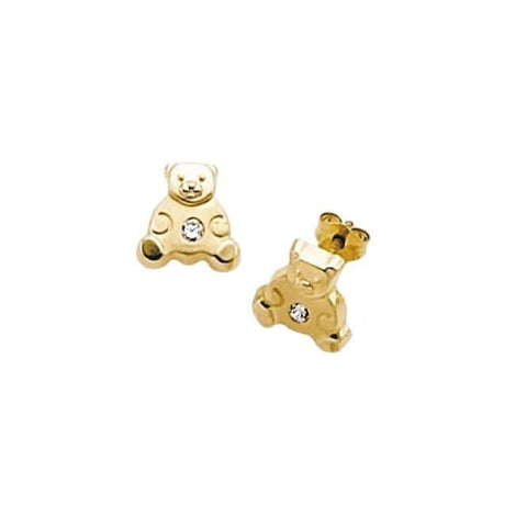 9 Karat gelbe Teddybär-Zirkonia-Ohrstecker ES248S