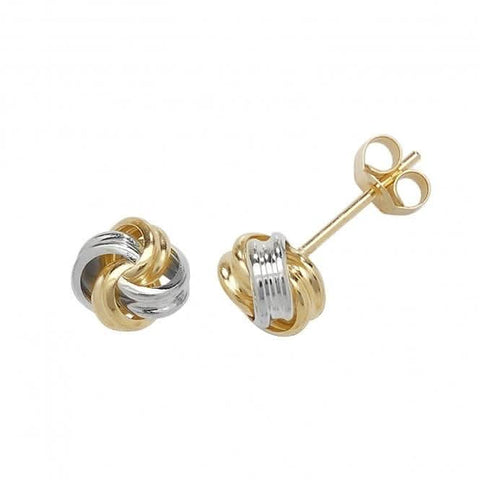 Knotenohrstecker aus 9-karätigem Gelb- und Weißgold ES357